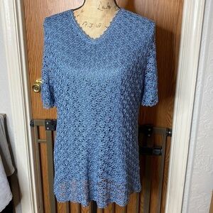 NWT Elisabeth Petite Blue Crochet Overlay w/ Liner Size 1P